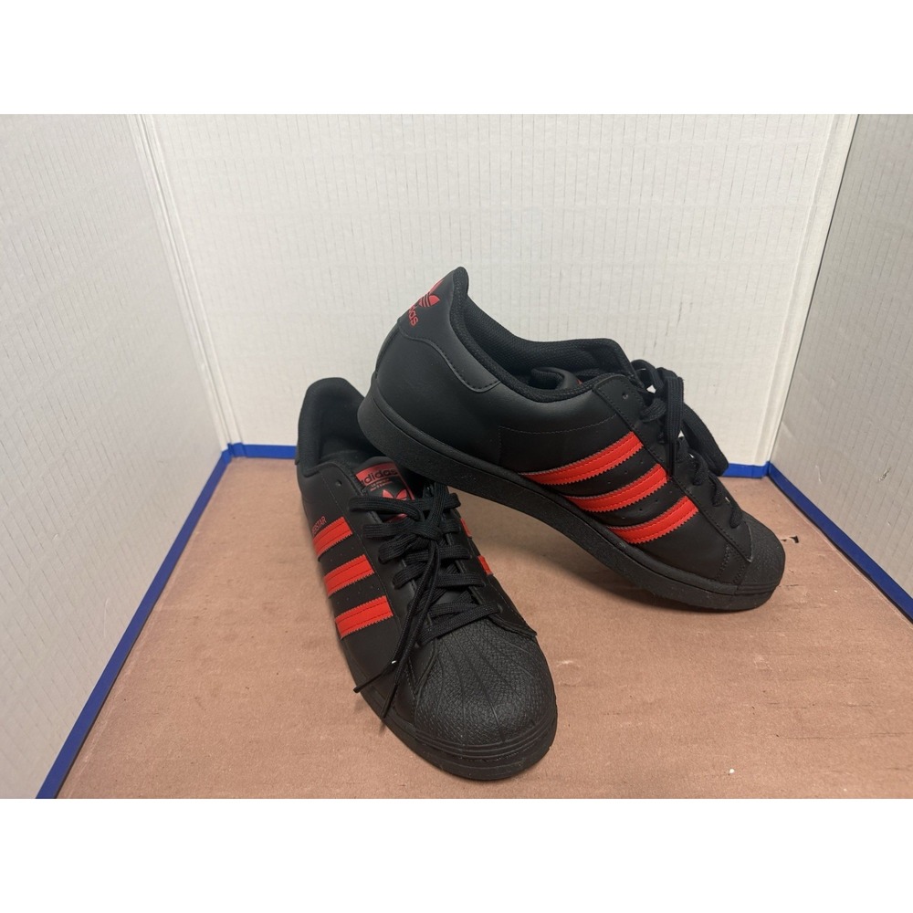 Size 12 - Adidas Superstar Core Black Vivid Red